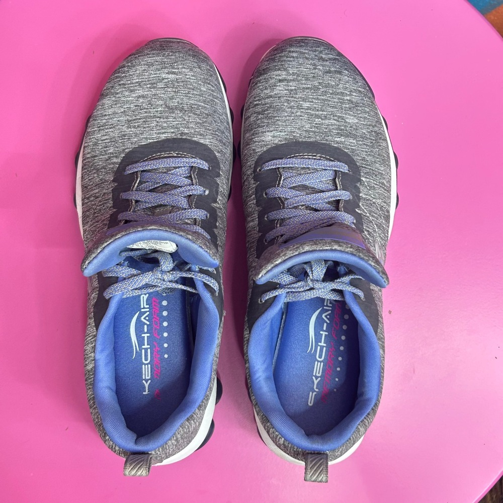 Skechers Womens 7 Skech-Air Lightweight Gray Blue Sneakers 12043 EUC